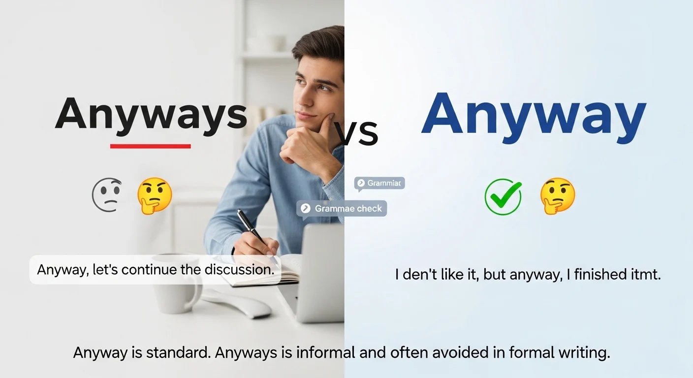 Anyway vs Anyways: Meaning, Usage, and Common Errors