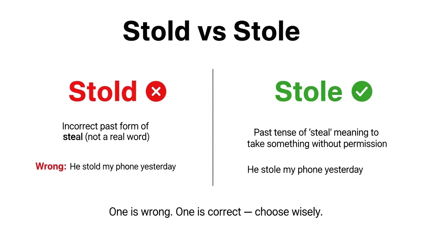 Stealed Stold vs Stole: Which One Is Correct? (Easy Guide + Examples)