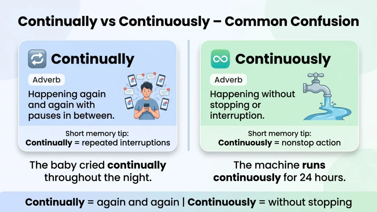Continually vs Continuously